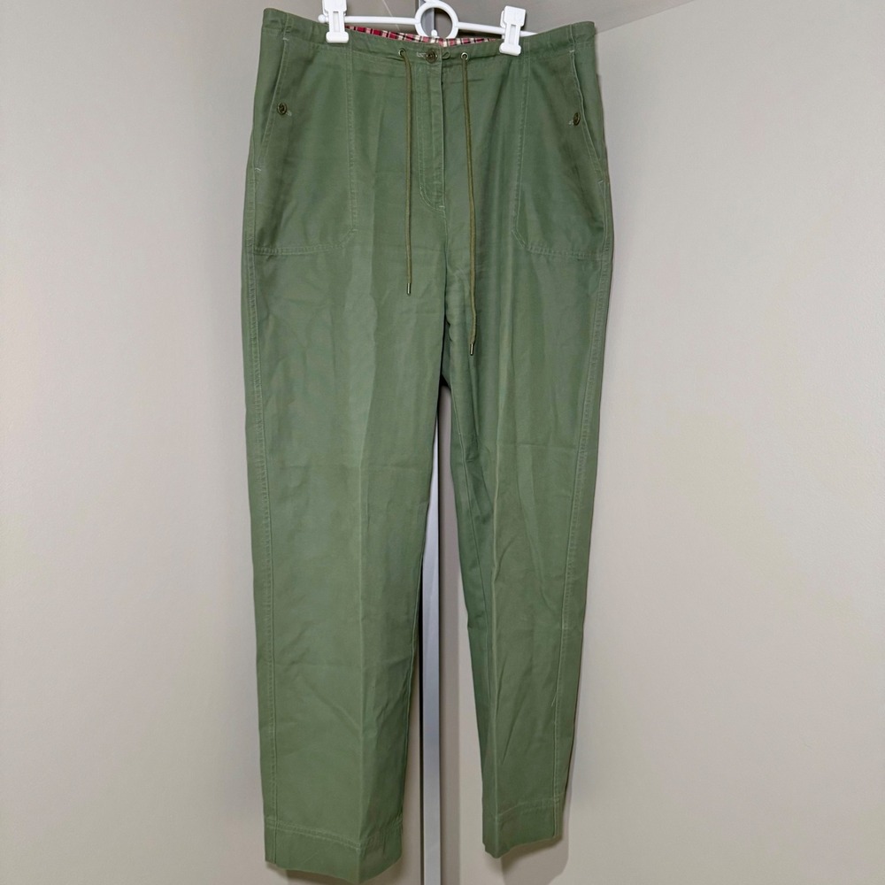 Lauren 1967 Olive Green Cotton Blend Drawstring Utility Trousers Women's
14